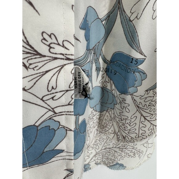 VTG H Bar C Ranchwear Blue Floral Pearl Snap Shirt Long‎ Tail Men’s 16.5 / 35 - Picture 4 of 7